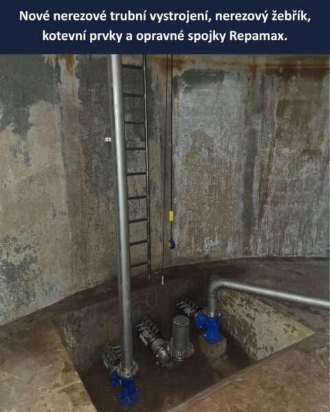 Od listopadu slouží naše opravné spojky REPAMAX v akumulační nádrži vodojemu v Jihlavě | HUTIRA voda